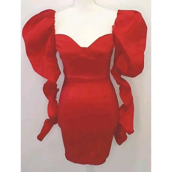 Elegant Red Mini Dress - Picture 4 of 11